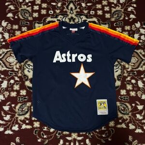 Size Medium -  Nolan Ryan Houston Astros Navy 1988 Mesh Batting Practice Jersey